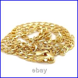 9ct Yellow Gold Flat Curb Beveled Chain 4mm Elegant Unisex Necklace