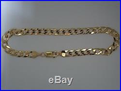 9ct Yellow Gold Flat Curb Chain Bracelet Fully Hallmarked