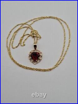 9ct Yellow Gold Garnet Necklace 18Chain