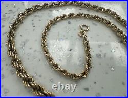 9ct Yellow Gold Graduated Width Rope Chain Necklace 19 Fully Hallmarked