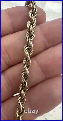 9ct Yellow Gold Graduated Width Rope Chain Necklace 19 Fully Hallmarked