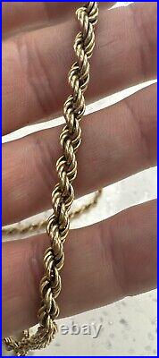 9ct Yellow Gold Graduated Width Rope Chain Necklace 19 Fully Hallmarked