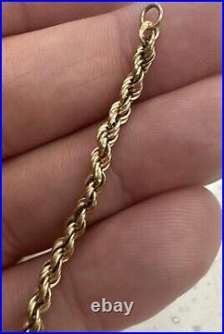 9ct Yellow Gold Graduated Width Rope Chain Necklace 19 Fully Hallmarked