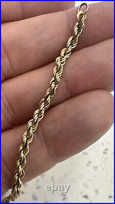 9ct Yellow Gold Graduated Width Rope Chain Necklace 19 Fully Hallmarked