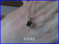 9ct Yellow Gold Hallmarked Natural Blue Sapphire Pendant With Chain