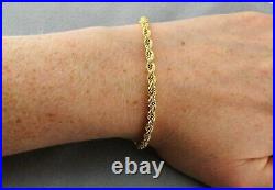 9ct Yellow Gold Hollow Rope Chain Bracelet 19cm / 7.5 inch