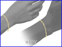 9ct Yellow Gold Ladies Figaro Curb Bracelet 4mm Width UK Hallmarked