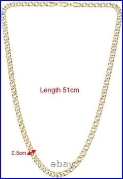 9ct Yellow Gold Necklace Flat Double Curb Chain 20 Women's Necklace By Elegano