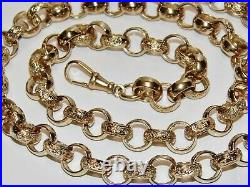 9ct Yellow Gold On Silver 24 Inch Patterned Solid Belcher Chain
