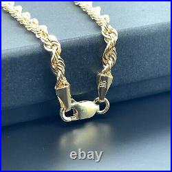 9ct Yellow Gold Rope Chain Necklace 3mm Wide Hallmarked 18-24 Inches Brand New