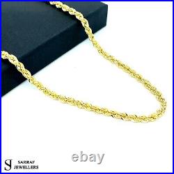 9ct Yellow Gold Rope Chain Necklace Genuine 375 Men&Women 3.5 MM Hallmarked