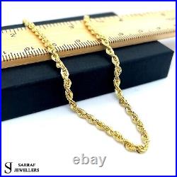 9ct Yellow Gold Rope Chain Necklace Genuine Men's Ladies 3MM Hallmark ALL SIZES