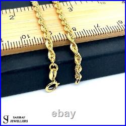 9ct Yellow Gold Rope Chain Necklace Genuine Men's Ladies 3MM Hallmark ALL SIZES