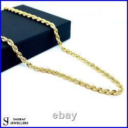 9ct Yellow Gold Rope Chain Necklace Genuine Men's Ladies 3MM Hallmark ALL SIZES