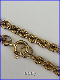 9ct Yellow Gold Rope Chain Necklet 20 Inches