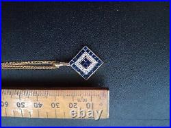 9ct Yellow Gold Sapphire and Diamond Pendant with chain