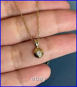 9ct Yellow Gold Solitaire Diamond Necklace 0.10ct Pendant Chain 18 Length