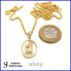 9ct Yellow Gold St Christopher Pendant + 18 20 22 Rope Chain Brand New