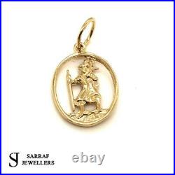 9ct Yellow Gold St Christopher Pendant + 18 20 22 Rope Chain Brand New