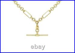 9ct Yellow Gold T-Bar 46cm/18 Figaro Belcher Chain Necklace Gift Box 3.7mm NEW