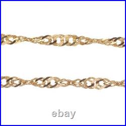 9ct Yellow Gold Twisted Singapore Chain Necklace 1.2mm Choose your length