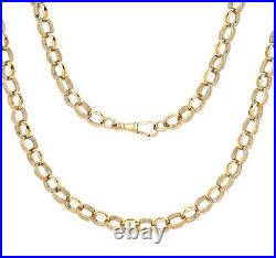9ct Yellow Gold on Silver 20 inch Oval Belcher Chain Necklace UK HAND MADE