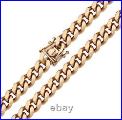 9ct Yellow Gold on Silver 8mm Miami Cuban Curb Chain 20 22 24 26 30 inch