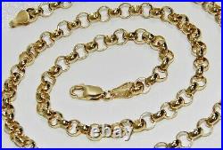 9ct Yellow Gold on Silver Belcher Chain 6mm 16 18 20 22 24 26 30 36 INCH