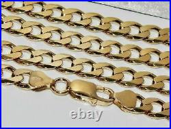 9ct Yellow Gold on Silver CURB Chain 8MM 16 18 20 22 24 26 30 inch NEW