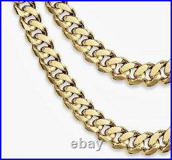 9ct Yellow Gold on Silver Heavy Solid CUBAN Curb Chain 18 20 22 24 26 30 inch