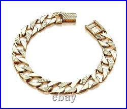 9ct Yellow Gold on Silver Men's CHUNKY Flat Curb Bracelet