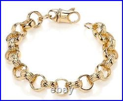 9ct Yellow Gold on Silver Men's Heavy Chunky Belcher Bracelet 12.5mm Wide
