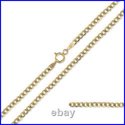 9ct Yellow Solid Gold Diamond Cut D/c Curb Link Chain Pendant Necklace Gift Box