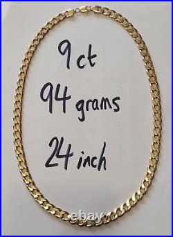 9ct Yellow Solid Gold Heavy Curb Chain 94 grams, 10mm, 24 Length