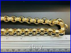 9ct Yellow Solid Gold Plain/Patterned Heavy Belcher Chain 13.0mm 24