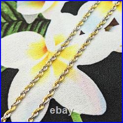 9ct Yellow & White Gold 2mm Rope Chain Necklace, 16 18, 20, Women's Ladies