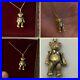 9ct gold CZ set Vintage articulated teddy bear pendant And Chain