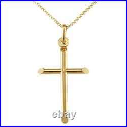 9ct gold Cross pendant necklace with 18 gold chain & jewellery presentation box