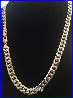 9ct gold Cuban Curb Chain. 23.5in Long 11mm Wide. Hallmarked New Condition 66gr