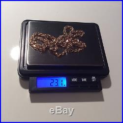 9ct gold Heavy rope chain necklace, 57.5cm long, 23.1 g, vintage