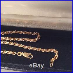 9ct gold Heavy rope chain necklace, 57.5cm long, 23.1 g, vintage, not scrap
