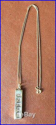 9ct gold Ingot Pendant and Box Link Chain