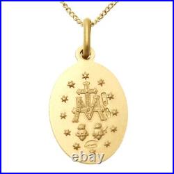 9ct gold Miraculous Mary Madonna medal pendant necklace with 18 chain