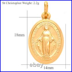 9ct gold Miraculous Mary Madonna medal pendant necklace with 18 chain