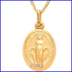 9ct gold Miraculous Mary Madonna medal pendant necklace with 18 inch gold chain
