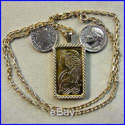 9ct gold New bullion bar lady luck pendant with 20g fine gold ingot & chain