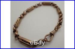 9ct gold albert watch chain bracelet rose gold fancy links c1900s rare piece
