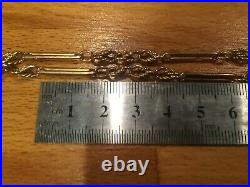 9ct gold albert watch chain t bar rose gold fancy links boxed c1800s 23g 19