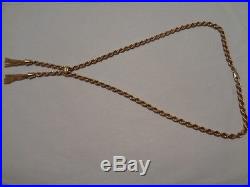 9ct gold bolo tie / rope chain necklace 18 inch long