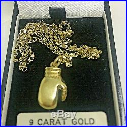 9ct gold boxing glove pendant on diamond cut belcher chain